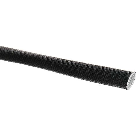 Gaine Tressée 4mm RS PRO, Noir en Fibre de verre acrylique, 5m ( Prix pour Paquet de 3 )