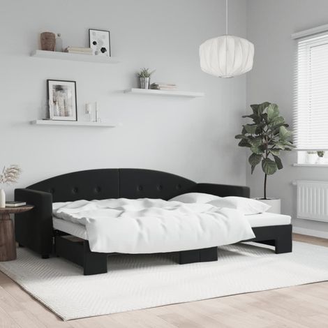 Lit de jour avec lit gigogne Lit adulte Canapé Confortable noir 80x200 cm velours vidaXL (1/5)