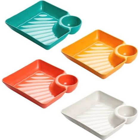 4 platos para aperitivos, salsas y snacks: antideslizantes y ahorran espacio. (1/5)