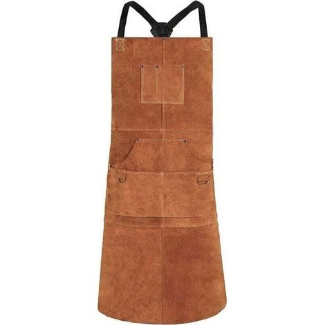 ZOR® Schweißerschürze aus Leder, 61 x 91 cm, 6 Taschen, verstellbare Träger, braun (1/4)