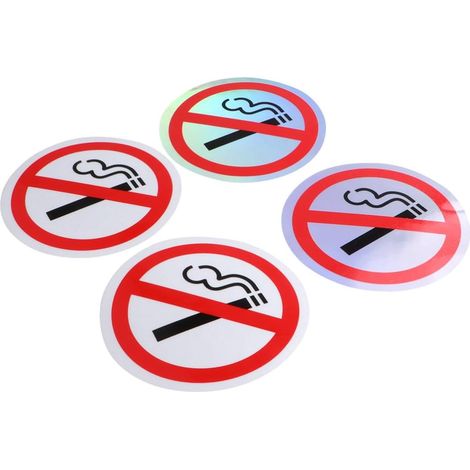 Autocollants en Pet Blanc Lot de 4 Interdiction de Fumer Anti-rayures et Faciles à Utiliser pour Décoration Murale et Café (1/5)