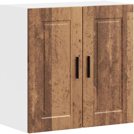 Amplio armario de pared para cocina con espacio de almacenamiento 60 x 31 x 60 cm práctico estilo madera envejecida madera de ingeniería marrón 020050370 (1/5)