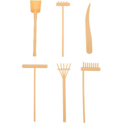 Kit de jardin zen miniature (6 pièces) : outils, mini râteau et bac à sable.-15.5X5.5X0.8CM-Yellow (1/3)