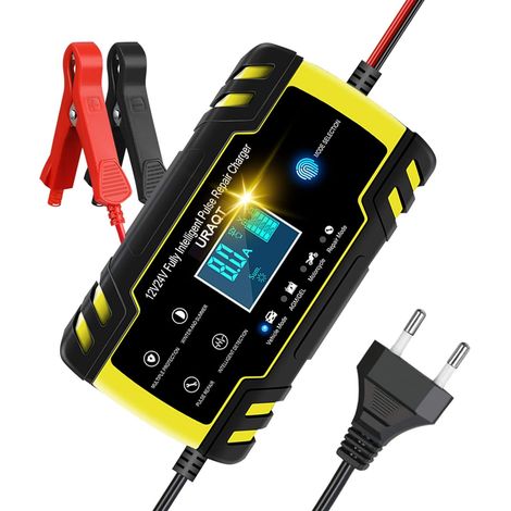 Chargeur de Batterie Intelligent Portable 8A 12V/24V avec LCD Tactile Écran Protections Multiples Type de réparation pour Voiture Moto Tondeuse (1/5)