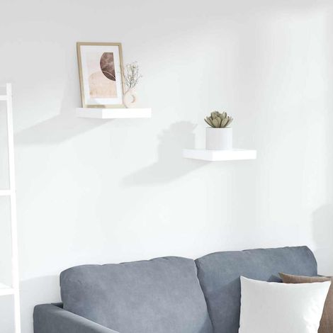 vidaXL Estante flotante de pared 2 uds MDF blanco brillo 23x23,5x3,8cm (1/5)
