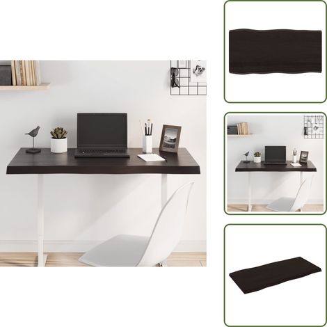 Tischplatte 100x50x(2-4) cm Massivholz Behandelt Baumkante - Holztischplatte - Eichentischplatte - Esstischplatte - Wohnzimmer Dekoration - Möbelstück (1/5)