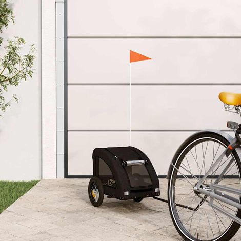 vidaXL Remolque de bicicleta mascotas hierro tela Oxford negro (1/5)