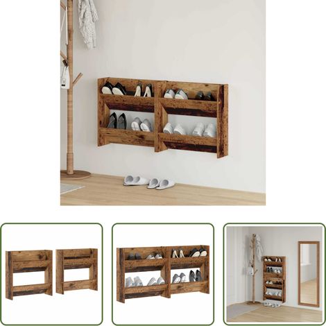 vidaXL Étagères bois - Cabinet à chaussures 2 pcs Bois ancien 60 x 18 x 60 cm (1/5)