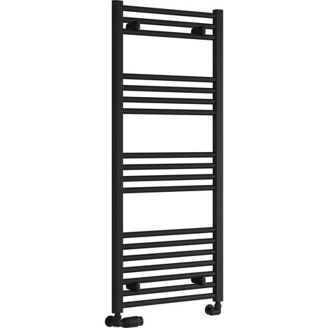 Reina Capo Straight Heated Towel Rail 1200mm H x 600mm W - Black (1/5)