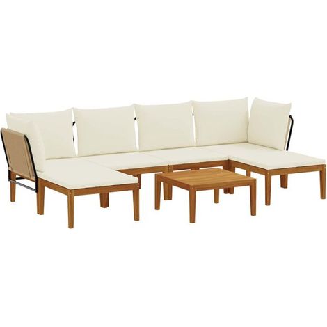 Ensemble de 7 pièces en bois d'acacia massif et corde naturelle (1/5)