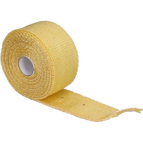 Ruban d'isolation thermique 5m en fibre de verre et acier allié, avec 6 colliers de serrage en acier pour tuyaux d'échappement auto et moto, jaune (1/5)