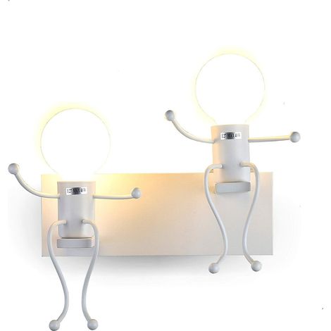 Kreative Retro-Vintage-Wandleuchte aus Eisen, moderne individuelle Metallwandleuchte für Bar, Schlafzimmer, Küche, Restaurant, Café, Flur, E27 (Weiß-2)