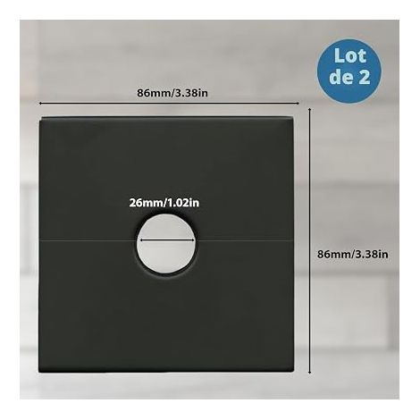 Decorative Shower Cover, PVC Self Adhesive Square Pipe Covers, Decorative Tap Cover for Hiding Wires, Taps, Hoses and Holes (28mm) (Black) (1/4)