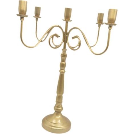 Bougeoir, support bougie, chandelier décoratif européen à base robuste, idéal pour la décoration cheminées mariage, d'hôtels et, or, 5 Têtes (1/5)