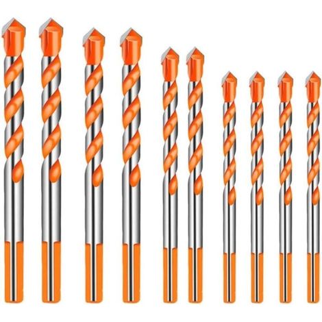 Foret à métaux 10 pièces carbure de tungstène – 4 tailles 6/8/10/12mm – Tête multi-meulage pour matériaux durs – Tige triangulaire (1/5)