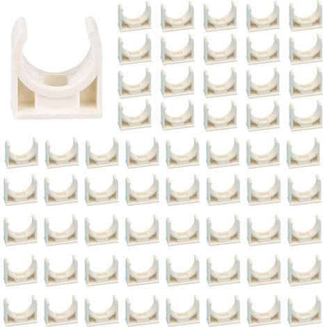 60 Pieces 20mm PPR Pipe Clamp Pipe Clamps Fix Support Universal Single Pipe Clip Push-in Pipe Clamps White Plastic Tubing Clips for Garden,Swimming Pool Pipe Fastening