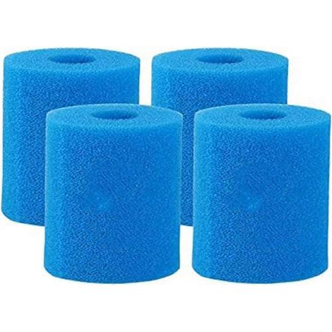 Lot de 4 éponges filtrantes de type I pour pompe de piscine, réutilisables et lavables. (1/3)