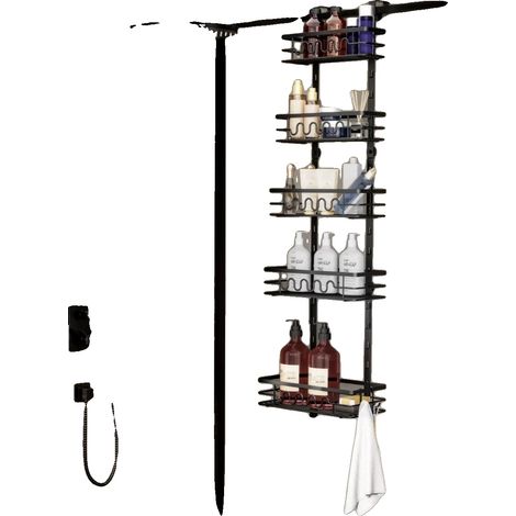 Organisateur de porte, métal, 5 niveaux, 15,5 x 5,5 x 27 po, installation sans outil, jusqu'à 20 lb par étagère (1/5)