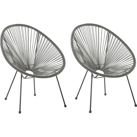Set di 2 Sedie Moderne Rotonde in Rattan Spaghetti Grigio Scuro Acapulco II (1/5)