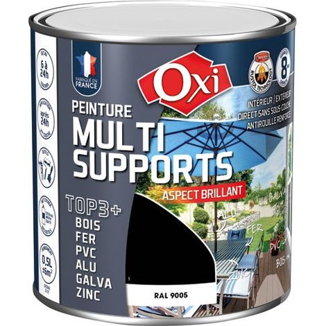 OXI - Peinture TOP 3 bois fer pvc brillant 500ml noir ral9005