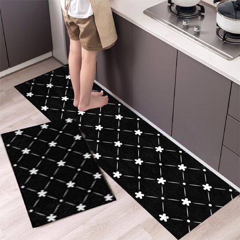 Tapis De Cuisine - 40x60 cm Et 40x120 cm - Antidérapant - Imperméable - En Fibre De Polyester - Pour Cuisine Bureau Salle De Lavage - Lot De 2 (1/5)