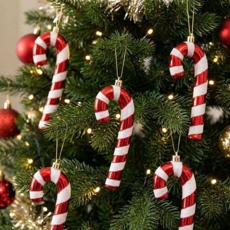 Sleigh Bells Hanging Candy Cane Ornaments (4 Pack) (1/2)