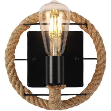 Retro-Wandleuchte aus amerikanischem Hanfseil, industrielle Eisenlampe für Bar, Loft, Restaurant, Flur, Balkon (Leuchtmittel nicht enthalten)