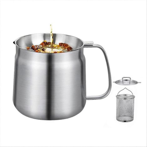 3-in-1 Multifunktions-Topf aus Edelstahl 304, 1,5 l (50 oz), mit Bratkorb und Fettauffangbehälter zum Kochen. (1/5)