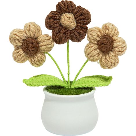 Fleur Artificielle - En Pot Tissé À La Main - Décoration Intérieure Pour Bureau Maison - 10 cm x 13,5 cm - 1 Pièce (1/5)
