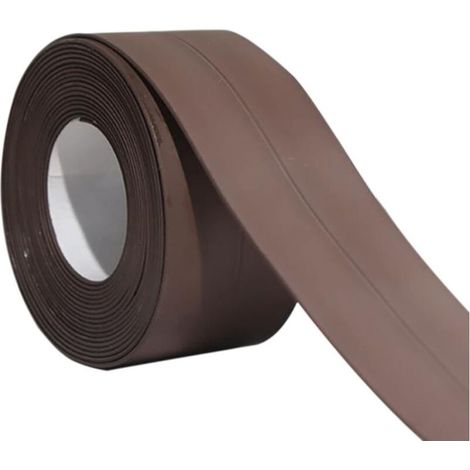 Bande de calfeutrage marron PE flexible auto-adhésif ruban d'étanchéité étanche bande d'étanchéité pour cuisine, salle de bain, baignoire, toilettes, sol mural (129 x 1,5 po) (1/5)
