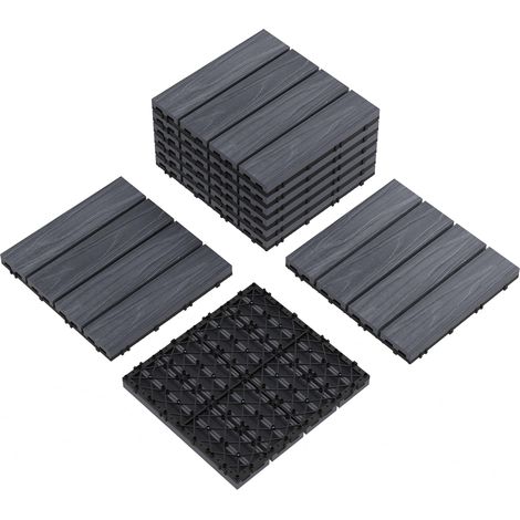 Lot de 9 Dalles Extérieures Composite – Imitation Bois Gris – Clipsables, Étanches & Antidérapantes – Sol & Mur Extérieur (1/5)