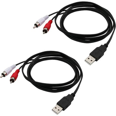 2 câbles USB A mâle vers 2 câbles RCA mâles de 1,5 m pour PC et TV (noir) (1/5)