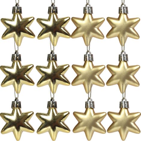Pendentif Étoile Pentagonal - 5 cm - Plastique Électroplatiné - Décoration Arbre de Noël - 12 Pièces (1/4)