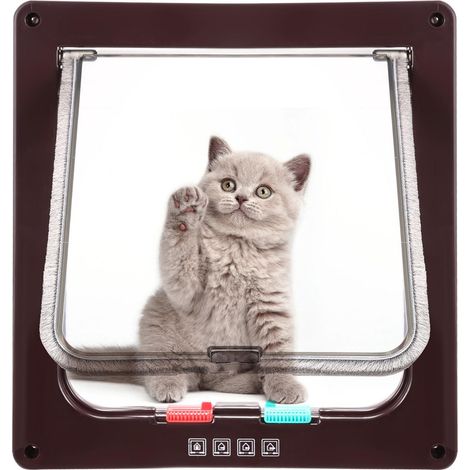 Chatière magnétique 4 voies pour chat et petit chien – Dimensions 23,5 x 25 cm – Verrouillage silencieux – Installation facile