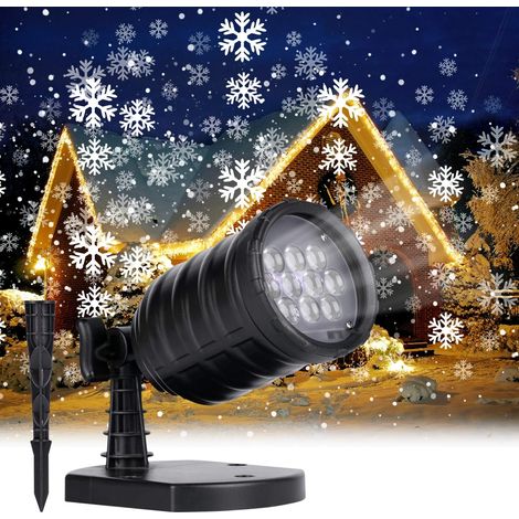 Projecteur de flocons de neige de Noël, lumières LED extérieures, projection de neige, éclairage paysager étanche, à brancher, effet de mouvement, fixation murale, pour Noël, fêtes de fin d'année, mai (1/5)
