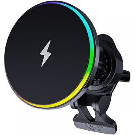 Support Téléphone Magnétique - Charge Sans Fil 15 W - Pour Voiture - Fixation Par Ventouse Ou Grille De Climatisation - Noir - 1 Pièce (1/5)