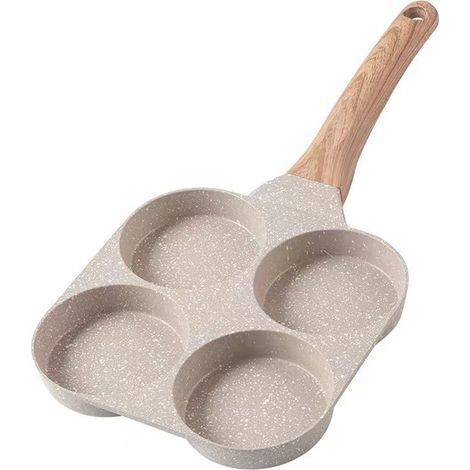 Poêle à œufs antiadhésive 4 cavités à base renforcée - Alliage d'aluminium compatible induction pour la cuisson des steaks et préparations de pâtisserie (1/5)