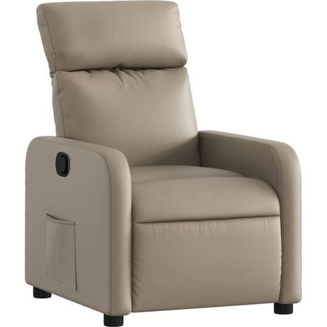 Chaise longue en cuir synthétique couleur cappuccino – Canapé relax design moderne pour salon ou chambre, dossier inclinable et repose-pieds réglable (1/5)