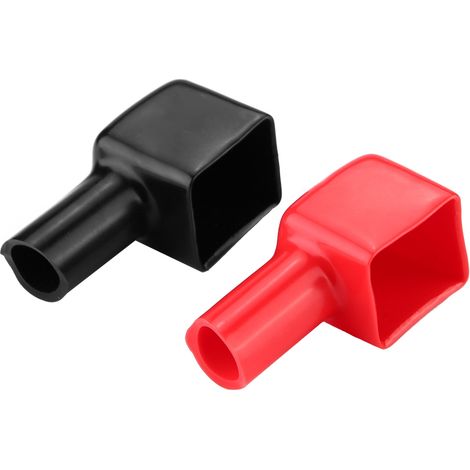 2 Stück Autobatterie-Anschlusskappen, Abdeckungen für Plus- und Minuspol, schwarz und rot.