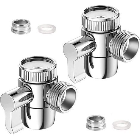 2 Pièces Inverseur Douche Robinet WC 3 Voies Vanne Aiguillage Douchette M22 x M24 Adaptateur Vanne Aiguillage Chromé pour Cuisine ou Toilette Salle de Bain Évier Lave-Linge