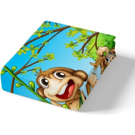 Ensemble de literie 140x200cm de Singe Mignon Animaux de Bande Dessinée Ensemble de Literie pour Enfants Impression de Singe - TJ6 (1/3)