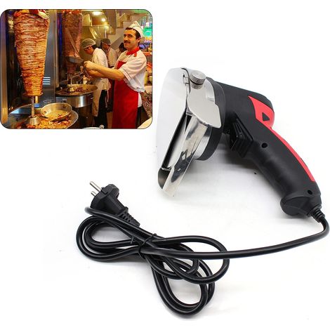 Couteau électrique pour barbecue, couteau électrique à shawarma de 80 W, trancheur à kebab avec épaisseur de coupe de 1 à 8 mm, 3 000 tr/min (non réglable), noir (1/5)