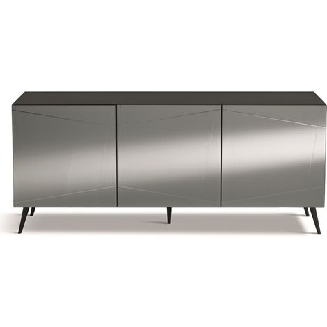 Madia credenza a 3 ante in vetro specchio fumcocca antracite e 5 piedini ISIDE (1/3)