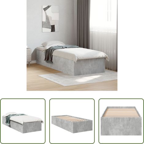 vidaXL Estructura de cama madera de ingeniería gris hormigón 75x190 cm (1/5)