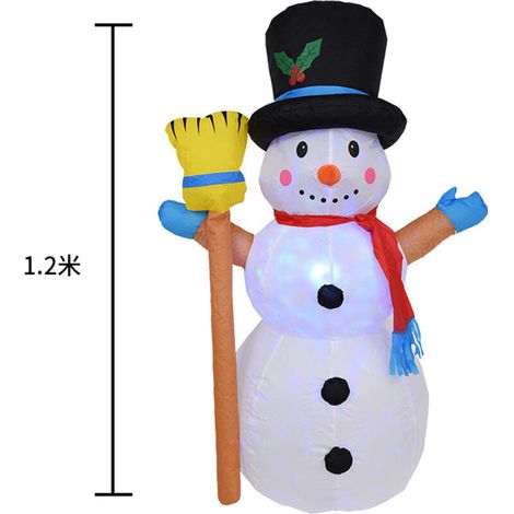 Bonhomme de neige gonflable de Noël avec lumière colorée rotative, idéal pour les activités de plein air et les fêtes, décoration de Noël d'intérieur créative (1/4)