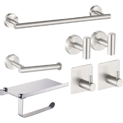 Ensemble de 7 barres porte-serviettes WC en acier inoxydable avec 4 cr (1/3)