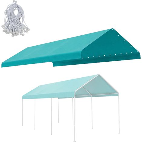 Aoodor Carport Replacement Canopy Cover with Extra-Long Ball Bungees for All Weather, Only Cover-green