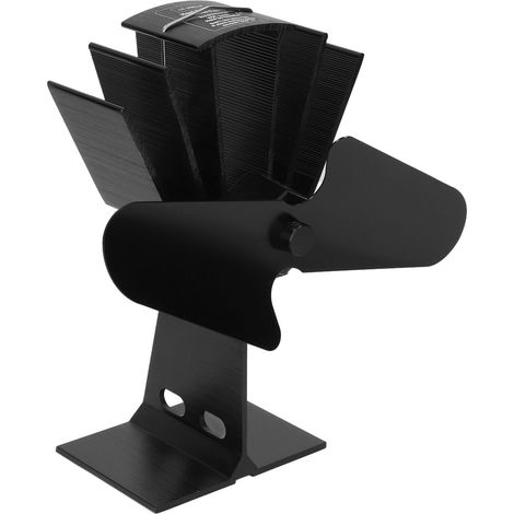 Ventilateur de poêle à bois à 2 pales, alimenté par la chaleur, en alliage d'aluminium, non électrique, pour la maison ou l'hôtel. (1/5)