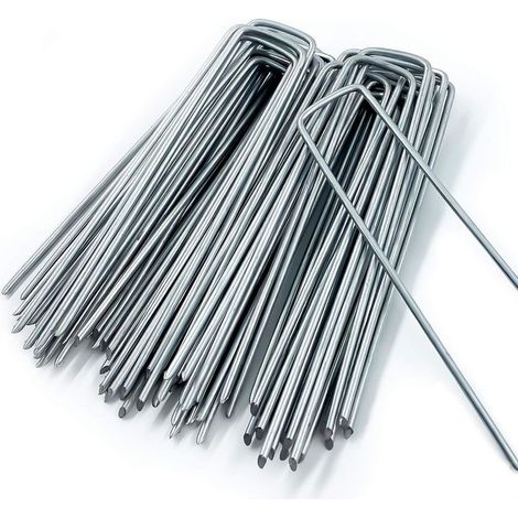 Piquet de Fixation pour Toile de Paillage, 50 Piquets de Jardin en Forme de U, pour Bache Anti Herbes, Sardines Camping, Clture de Jardin, 150 MM de Long, 20MM de Large, 3 MM de Diamètre (1/5)