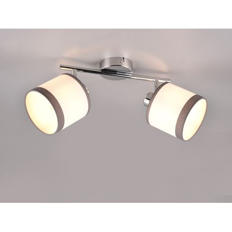 LED Wand- & Deckenstrahler mit Stoffschirmen in Weiß/Grau, Breite 35cm (1/4)